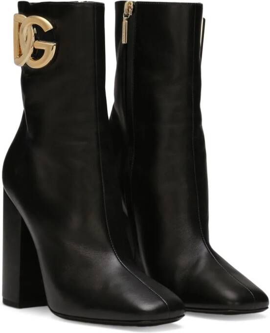 Dolce & Gabbana 90mm logo-plaque leather boots Black