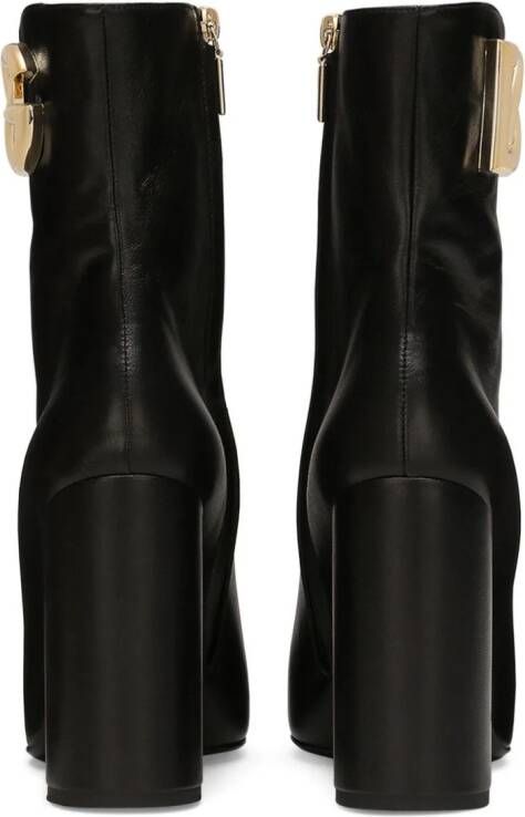 Dolce & Gabbana 90mm logo-plaque leather boots Black