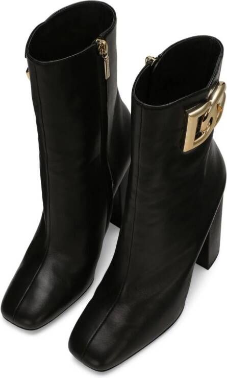 Dolce & Gabbana 90mm logo-plaque leather boots Black