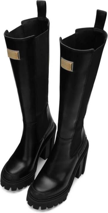 Dolce & Gabbana 90mm logo-plaque slip-on boots Black