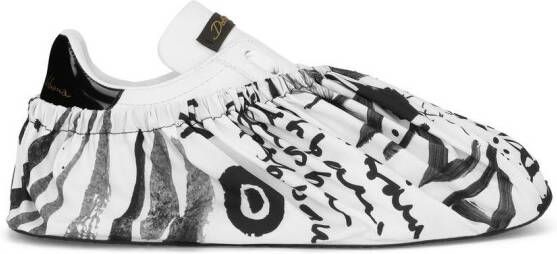 Dolce & Gabbana abstract-print slip-on shoes White
