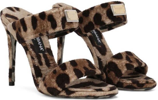 Dolce & Gabbana KIM DOLCE&GABBANA leopard-print slip-on sandals Brown