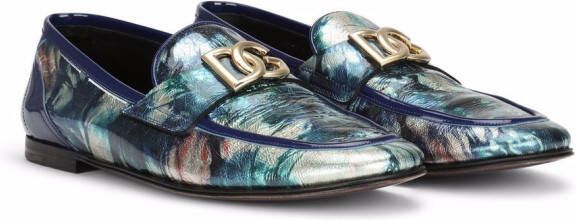 Dolce & Gabbana Ariosto abstract-print slippers Blue
