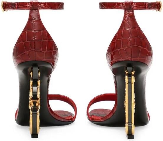Dolce & Gabbana Baroque DG-heel leather sandals Red