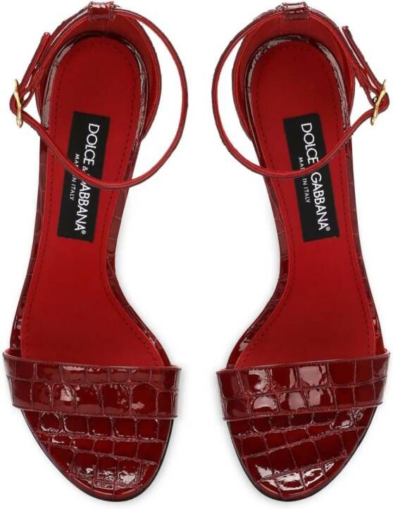 Dolce & Gabbana Baroque DG-heel leather sandals Red