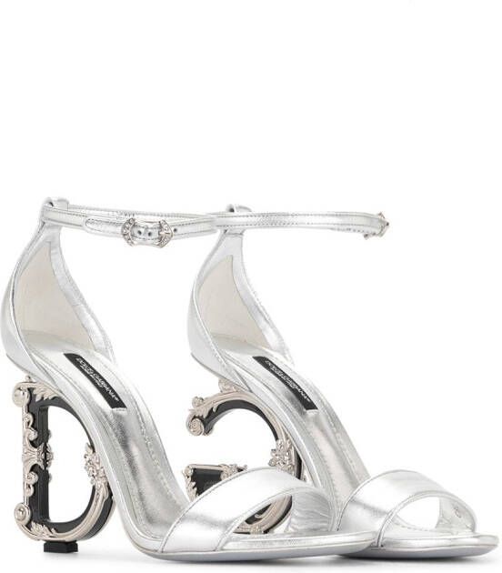 Dolce & Gabbana baroque logo-heeled sandals Silver