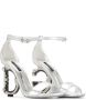 Dolce & Gabbana baroque logo-heeled sandals Silver - Thumbnail 2