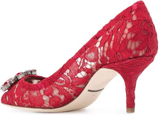Dolce & Gabbana Rainbow Lace 60mm brooch-detail pumps Red