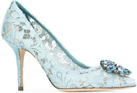 Dolce & Gabbana Taormina-lace crystal-embellished pumps Blue