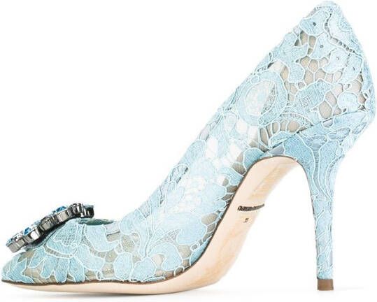Dolce & Gabbana Taormina-lace crystal-embellished pumps Blue