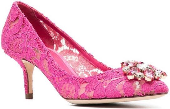 Dolce & Gabbana Taormina-lace crystal-embellished pumps Pink