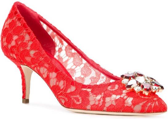 Dolce & Gabbana Bellucci Taormina lace pumps Red