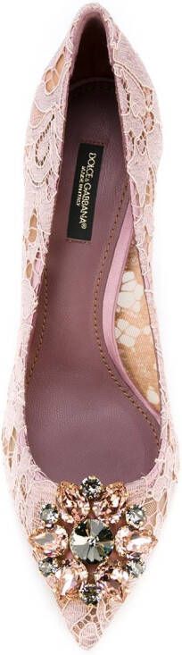 Dolce & Gabbana Rainbow Lace 90mm brooch-detail pumps Pink