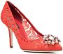 Dolce & Gabbana Taormina-lace crystal-embellished pumps Red - Thumbnail 2