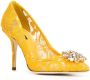 Dolce & Gabbana Rainbow Lace 90mm brooch-detail pumps Yellow - Thumbnail 2
