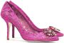 Dolce & Gabbana Taormina-lace crystal-embellished pumps Pink - Thumbnail 3