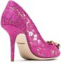 Dolce & Gabbana Taormina-lace crystal-embellished pumps Pink - Thumbnail 4