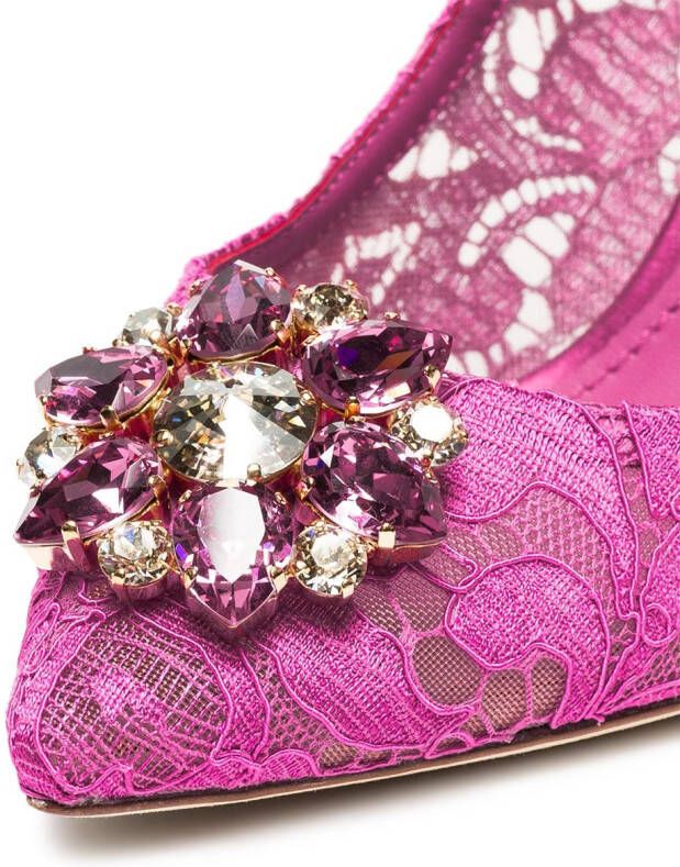 Dolce & Gabbana Taormina-lace crystal-embellished pumps Pink
