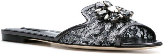 Dolce & Gabbana Rainbow Lace brooch-detail sandals Black