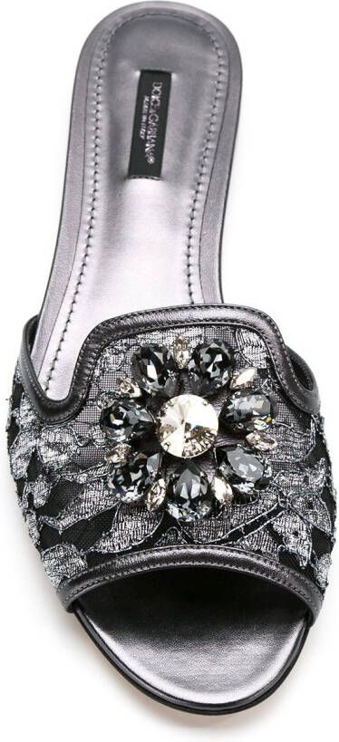 Dolce & Gabbana Rainbow Lace brooch-detail sandals Black
