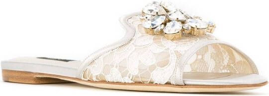 Dolce & Gabbana Lace Rainbow brooch-detail sandals Metallic