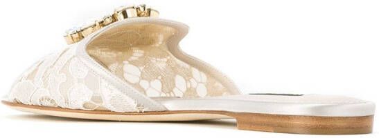 Dolce & Gabbana Lace Rainbow brooch-detail sandals Metallic