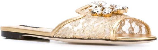 Dolce & Gabbana Rainbow Lace brooch-detail sandals Metallic