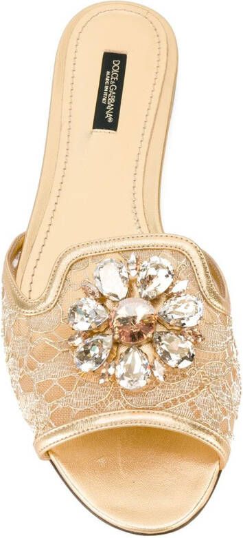 Dolce & Gabbana Rainbow Lace brooch-detail sandals Metallic