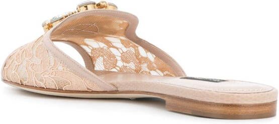 Dolce & Gabbana Rainbow Lace brooch-detail sandals Neutrals