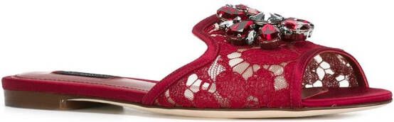 Dolce & Gabbana Rainbow Lace brooch-detail sandals Red