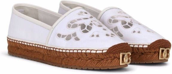 Dolce & Gabbana broderie anglaise flat espadrilles White
