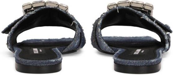 Dolce & Gabbana embellished patchwork-denim sandals Blue