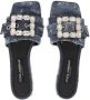 Dolce & Gabbana embellished patchwork-denim sandals Blue - Thumbnail 4