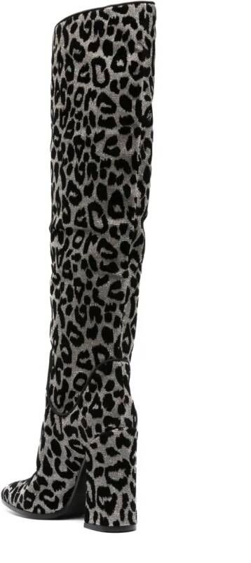 Dolce & Gabbana Cardinale 115mm leopard-jacquard boots Grey