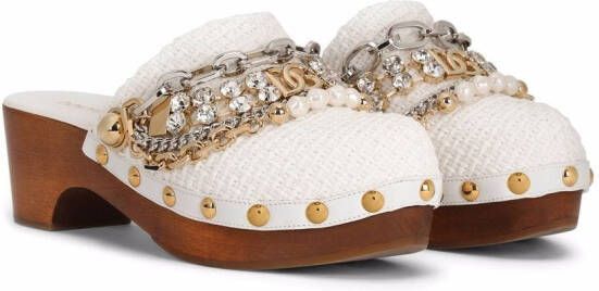 Dolce & Gabbana chain-embellished clog mules White