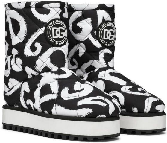 Dolce & Gabbana City graffiti print ankle boots Black