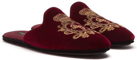Dolce & Gabbana coat of arms-embroidered slippers