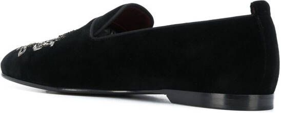 Dolce & Gabbana crest bead embroidered loafers Black