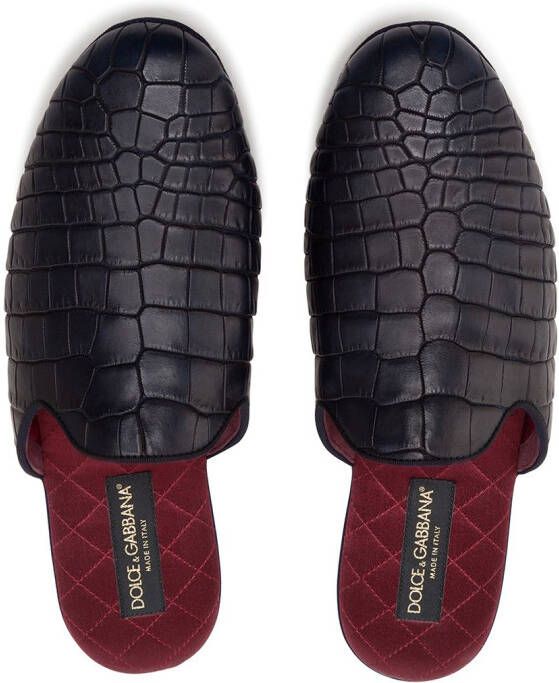 Dolce & Gabbana embossed leather mules Blue