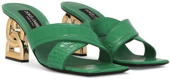 Dolce & Gabbana 3.5 75mm leather mules Green