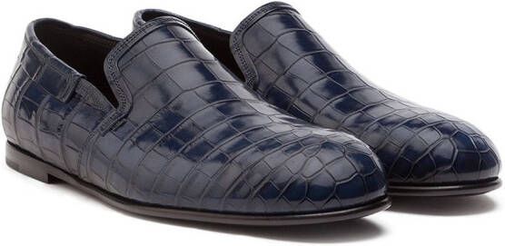 Dolce & Gabbana crocodile-embossed leather loafers Blue