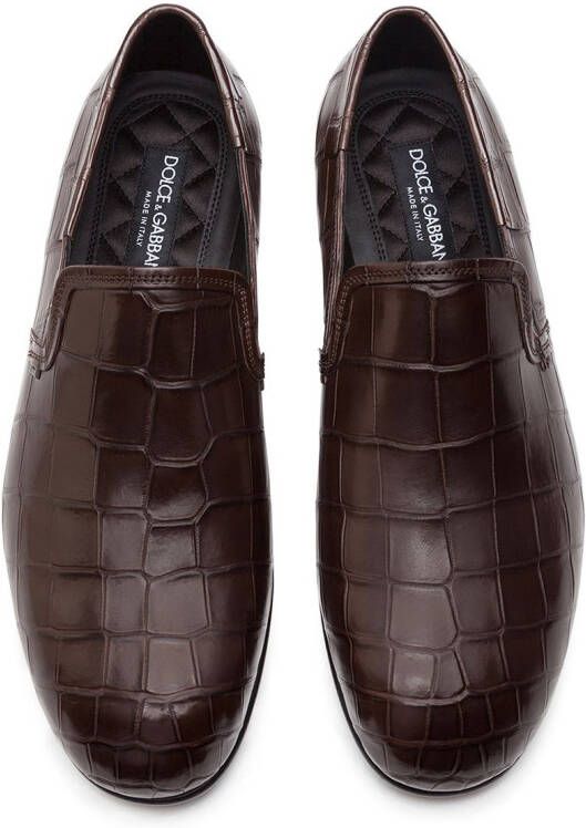 Dolce & Gabbana crocodile-embossed leather loafers Brown