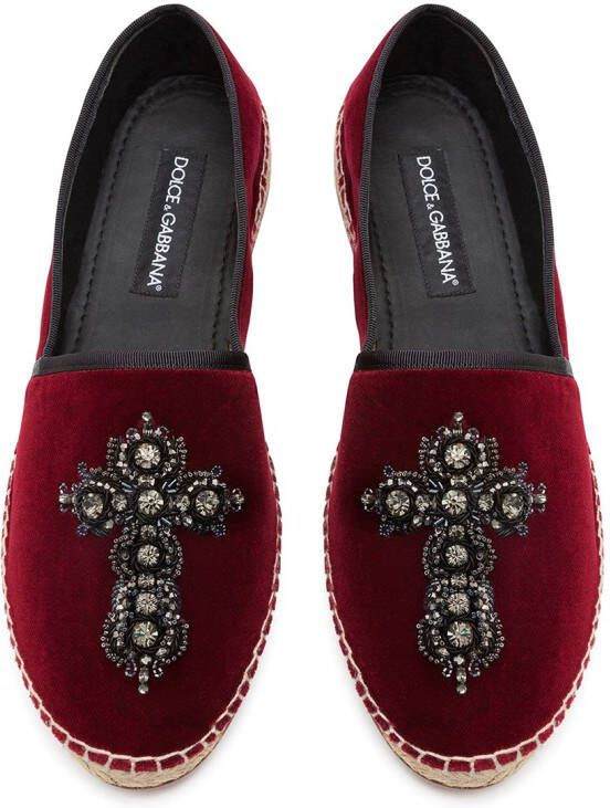 Dolce & Gabbana cross embellished espadrilles Red