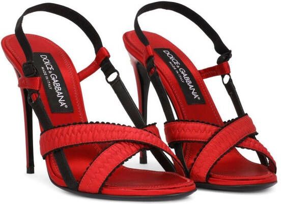 Dolce & Gabbana 105mm crossover-strap satin sandals Red