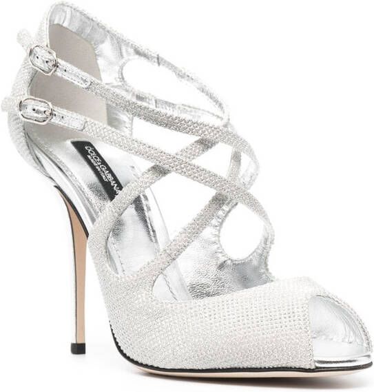 Dolce & Gabbana crossover strappy sandals Silver