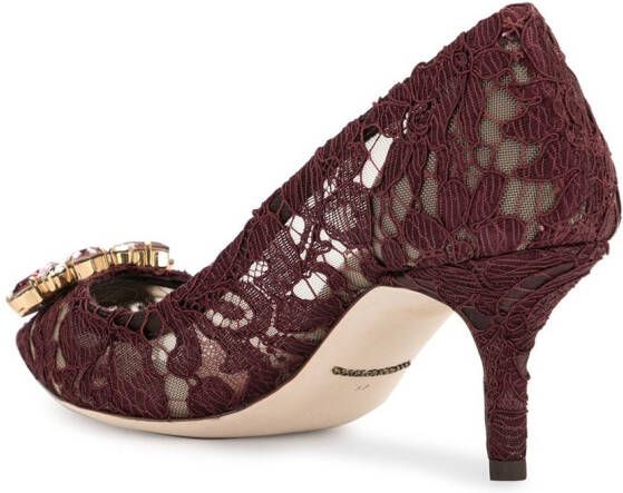 Dolce & Gabbana crystal-embellished 60mm lace pumps Red