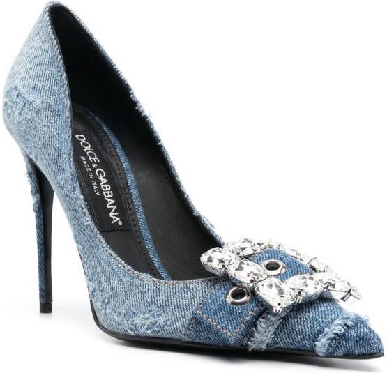 Dolce & Gabbana crystal-embellished denim pumps Blue