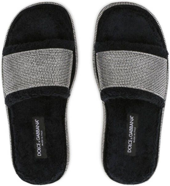 Dolce & Gabbana crystal-embellished design slippers Black