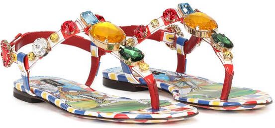 Dolce & Gabbana crystal-embellished flat sandals Red