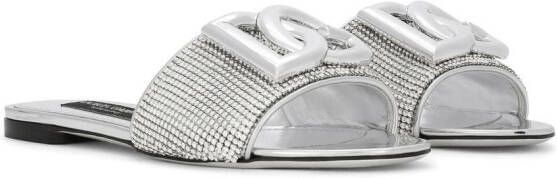 Dolce & Gabbana DG-logo crystal mesh sandals Silver